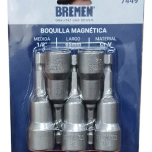 <div class="sku-tienda"><strong>COD:</strong> BRE7449</div>BOQUILLA MAGNETICA 1/2″ x 65mm [Blister 5 unid] BREMEN®