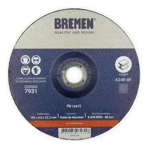 <div class="sku-tienda"><strong>COD:</strong> BRE7931</div>DISCO DESBASTE BREMEN 7″(180 X 4,8 X 22,23MM – 5UNI)