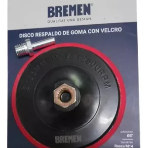 <div class="sku-tienda"><strong>COD:</strong> BRE8060</div>DISCO RESPALDO DE GOMA c/velcro (5″/125mm) con adaptad