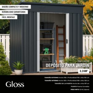 <div class="sku-tienda"><strong>COD:</strong> BTCJG6X6</div>Deposito de Jardin GLOSS 3.24 M2