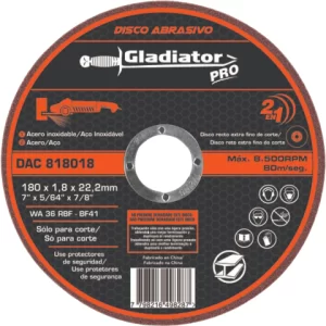 <div class="sku-tienda"><strong>COD:</strong> GLNDAC818018</div>Disco de corte 180 x 1.8 x 22.2 mm.